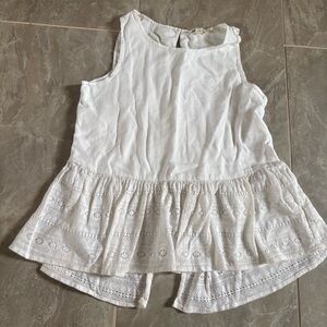 Tucker + Tate White Sleeveless Peplum Top Lace Trim Sz L Girls Preppy Nautical